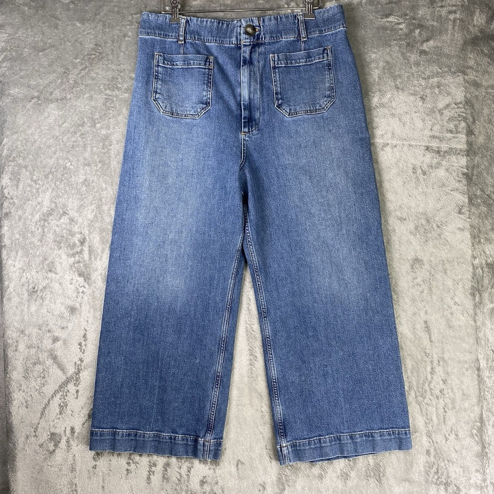 Anthropologie Pilcro The Skipper Cropped Wide Leg Jeans Womens 34 Blue High Rise